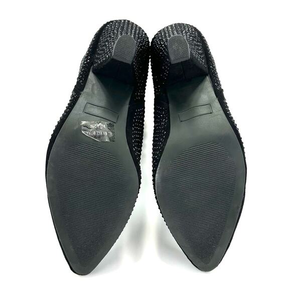 Report Cache Black Boot Size 10 Embellished Pleated/Slouchy Almond Toe Cone Heel - Picture 7 of 9